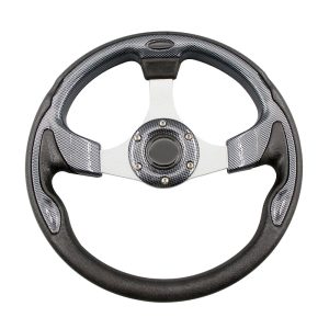 Golf Cart DIY Custom Steering Wheel Carbon Fiber Leather - 1