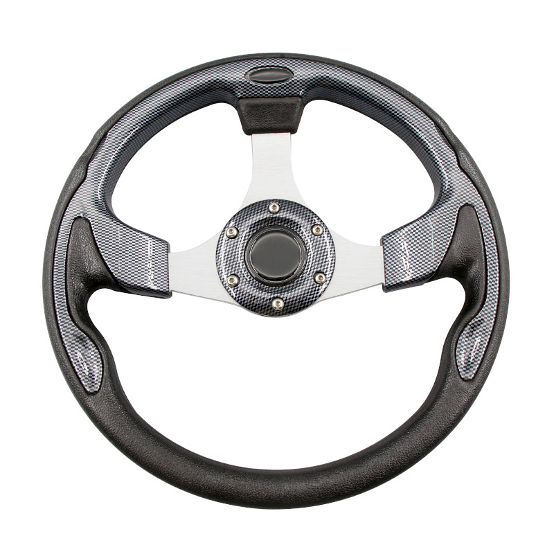 Golf Cart DIY Custom Steering Wheel Carbon Fiber Leather - 1
