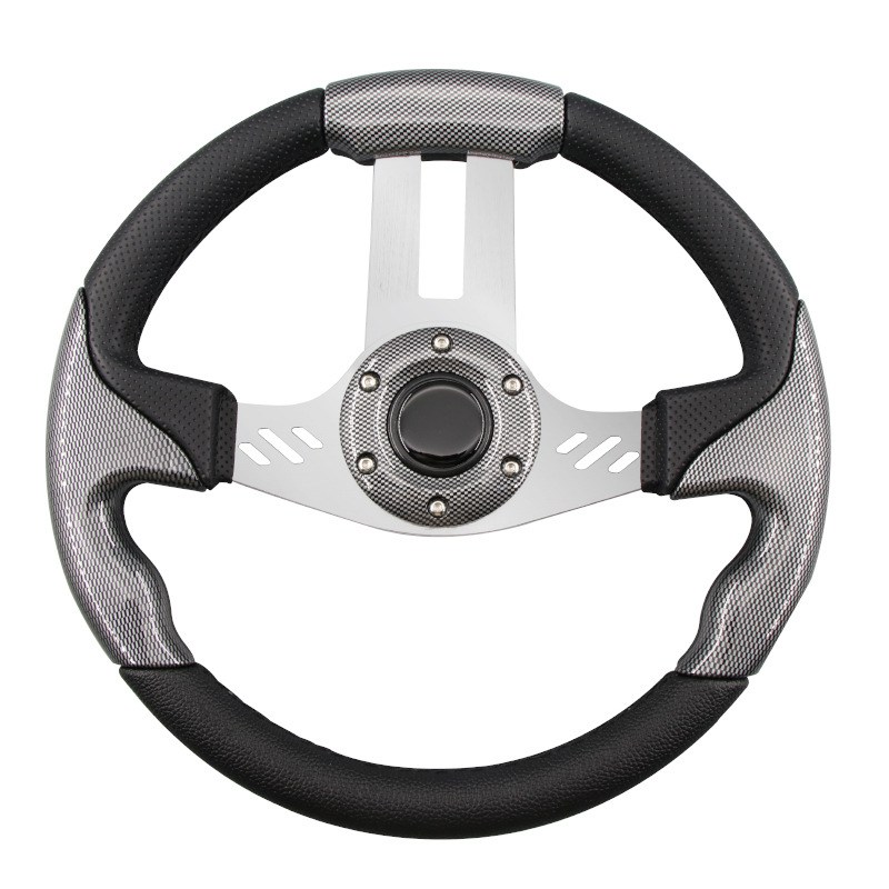 Golf Cart DIY Custom Steering Wheel Carbon Fiber Leather - 2