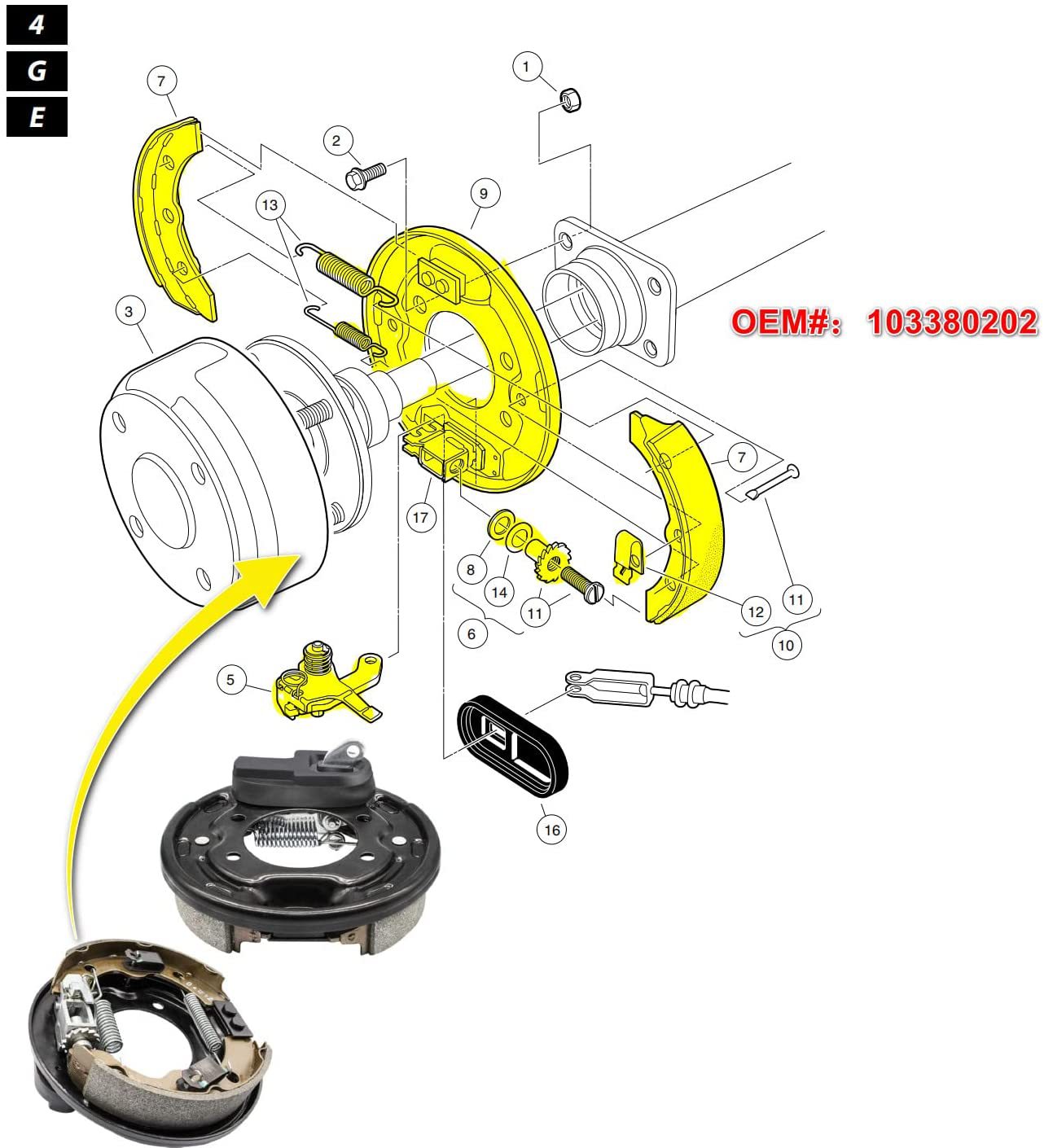 Club Car Brake Assembly Left Right 101823301 101823302 - 3