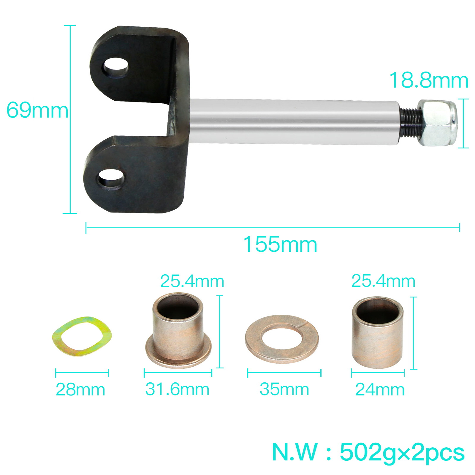 Club Car DS King Pin Spindle Bushing Kit 1016386 1010121 - 5