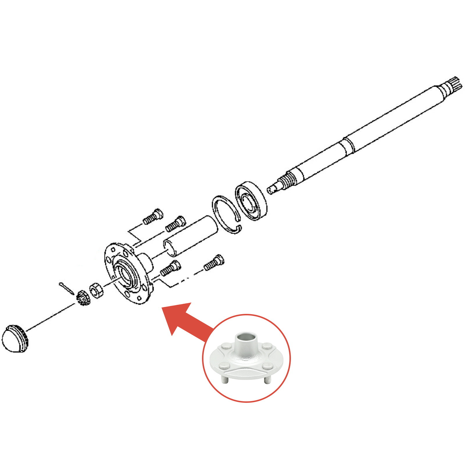 Yamaha Axle Flange Hub JW1-G6542-00 Golf Cart - 5